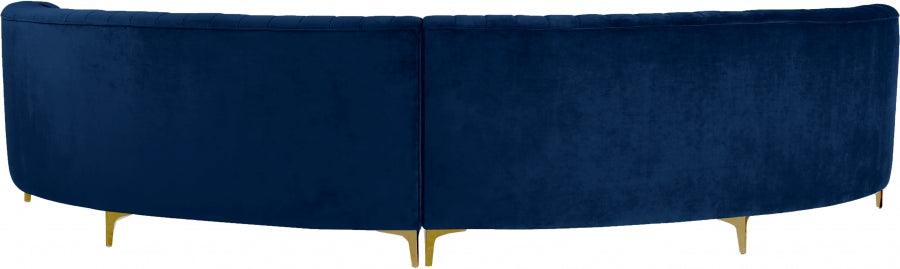 Jackson 2 Piece Sectional Velvet In Navy - ATL FURNITURE
