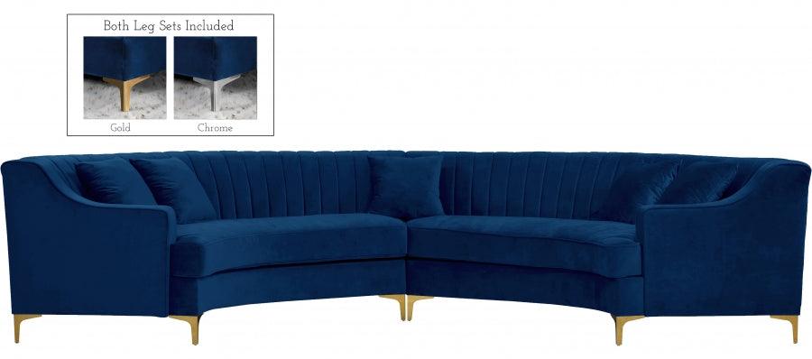 Jackson 2 Piece Sectional Velvet In Navy - ATL FURNITURE