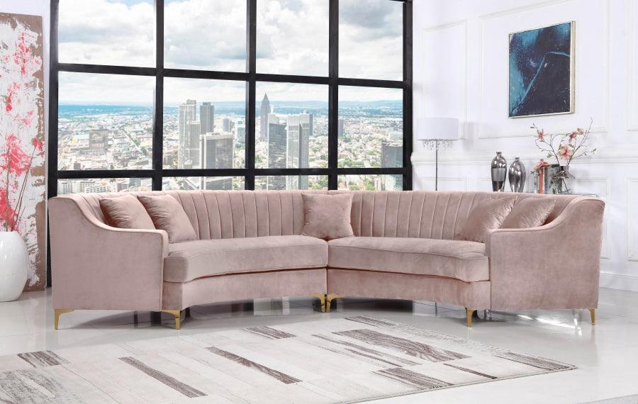 Jackson 2 Piece Sectional Velvet In Pink - ATL FURNITURE