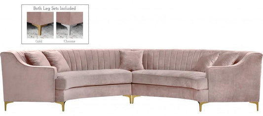 Jackson 2 Piece Sectional Velvet In Pink - ATL FURNITURE