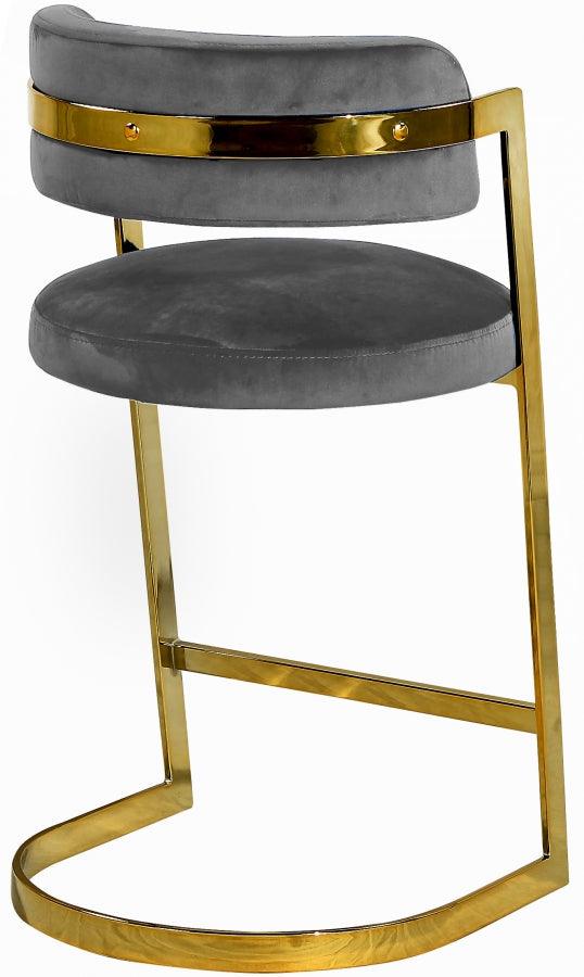 Meridian Furniture - Stephanie Velvet Counter Stool Set Of 2 In Grey - 796Grey-C - ATL FURNITURE