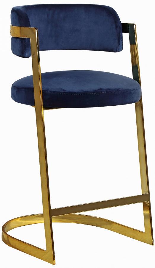 Meridian Furniture - Stephanie Velvet Counter Stool Set Of 2 In Navy - 796Navy-C - ATL FURNITURE