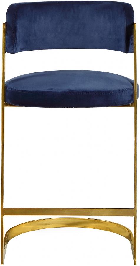 Meridian Furniture - Stephanie Velvet Counter Stool Set Of 2 In Navy - 796Navy-C - ATL FURNITURE