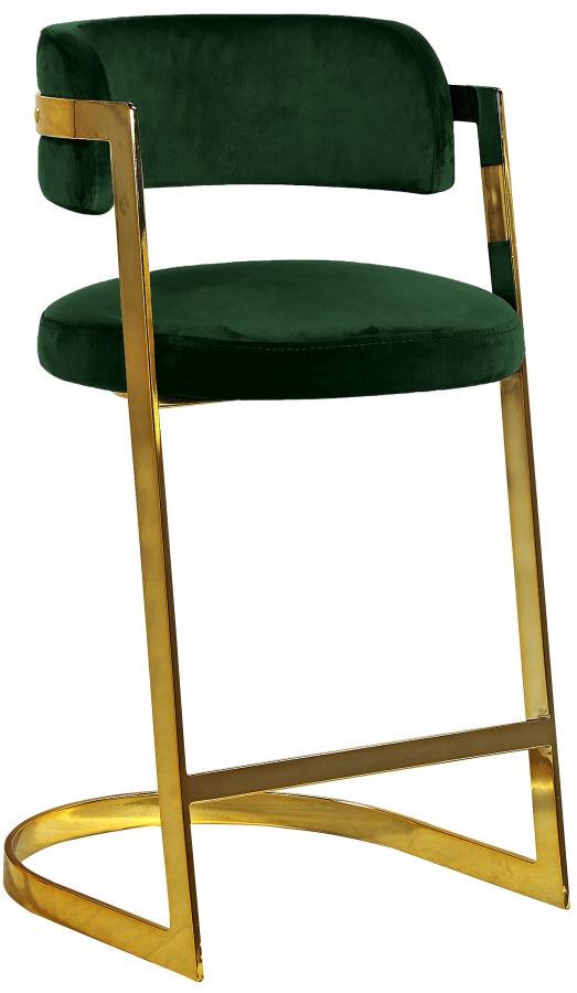 Meridian Furniture - Stephanie Velvet Counter Stool Set Of 2 In Green - 796Green-C - ATL FURNITURE