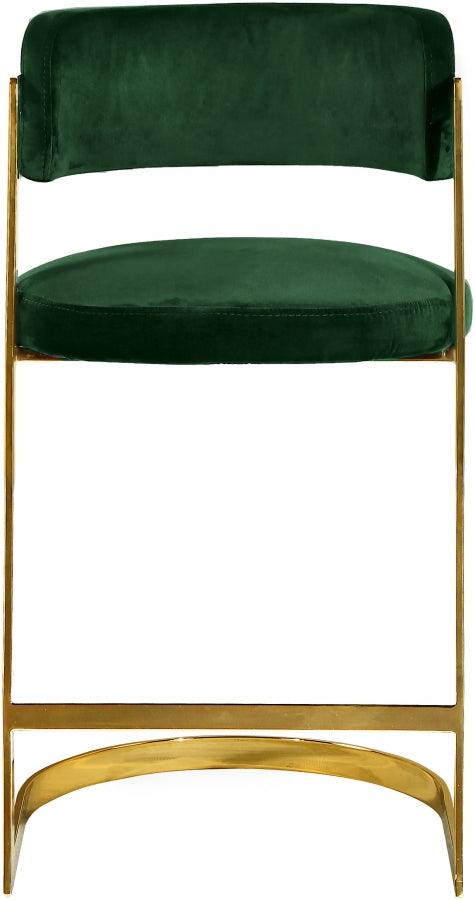 Meridian Furniture - Stephanie Velvet Counter Stool Set Of 2 In Green - 796Green-C - ATL FURNITURE