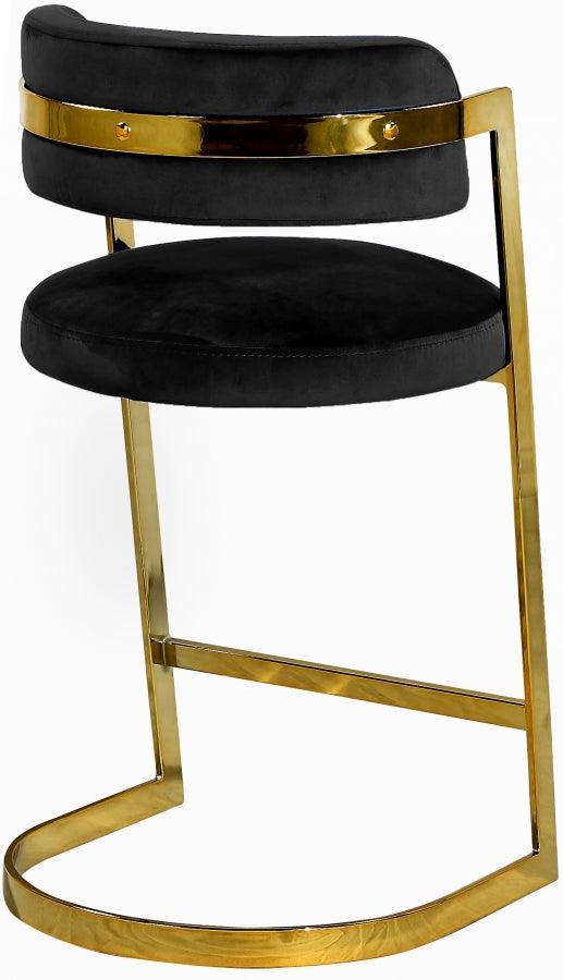 Meridian Furniture - Stephanie Velvet Counter Stool Set Of 2 In Black - 796Black-C - ATL FURNITURE