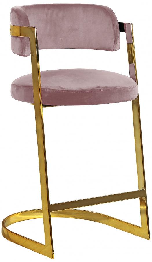 Meridian Furniture - Stephanie Velvet Counter Stool Set Of 2 In Pink - 796Pink-C - ATL FURNITURE