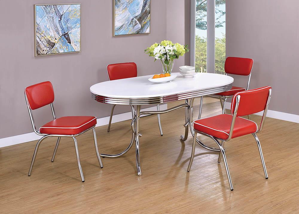 Retro Red and Chrome Dining Chair - ATL FURNITURE