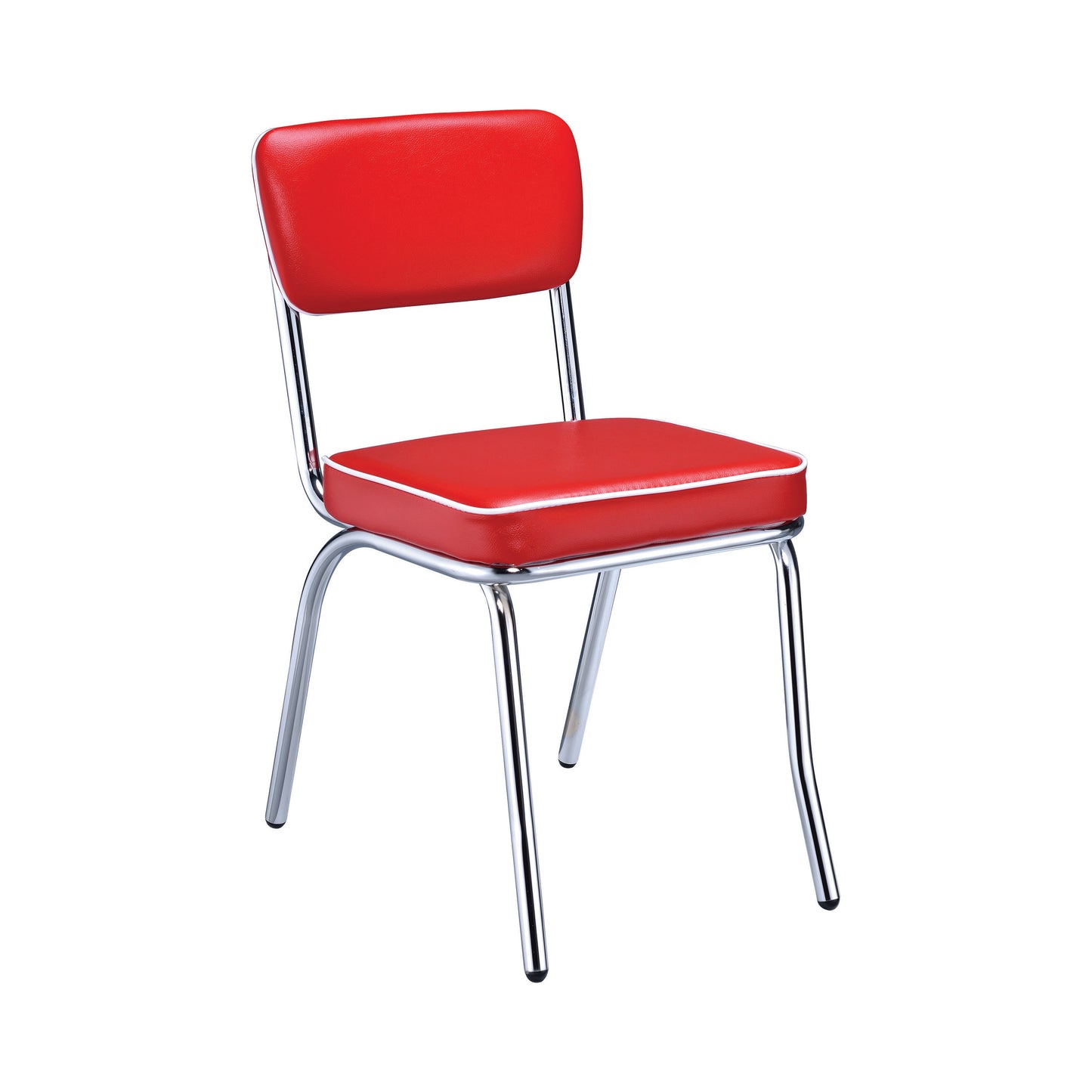 Retro Upholstered Dining Side Chair Red (Set of 2)