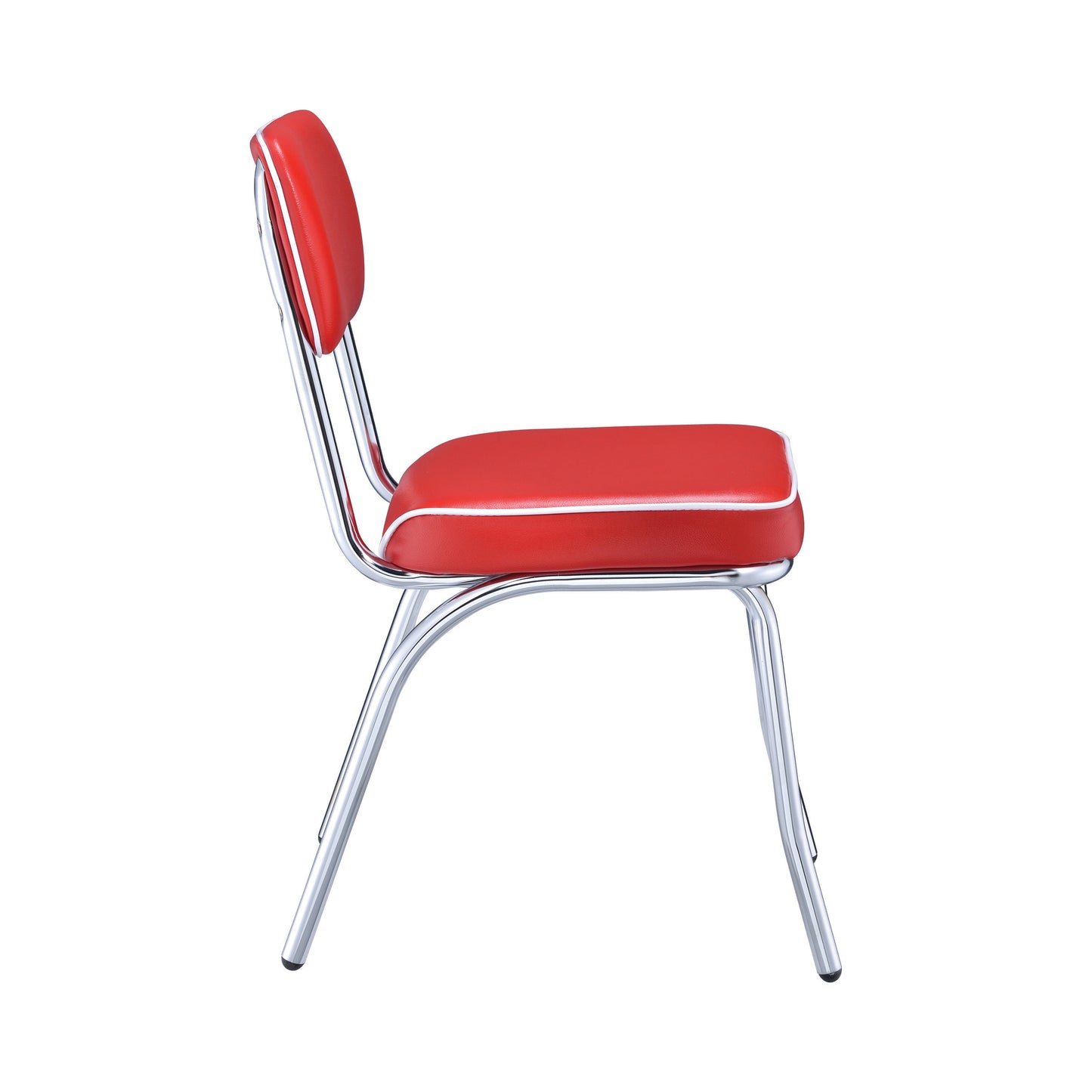 Retro Upholstered Dining Side Chair Red (Set of 2)