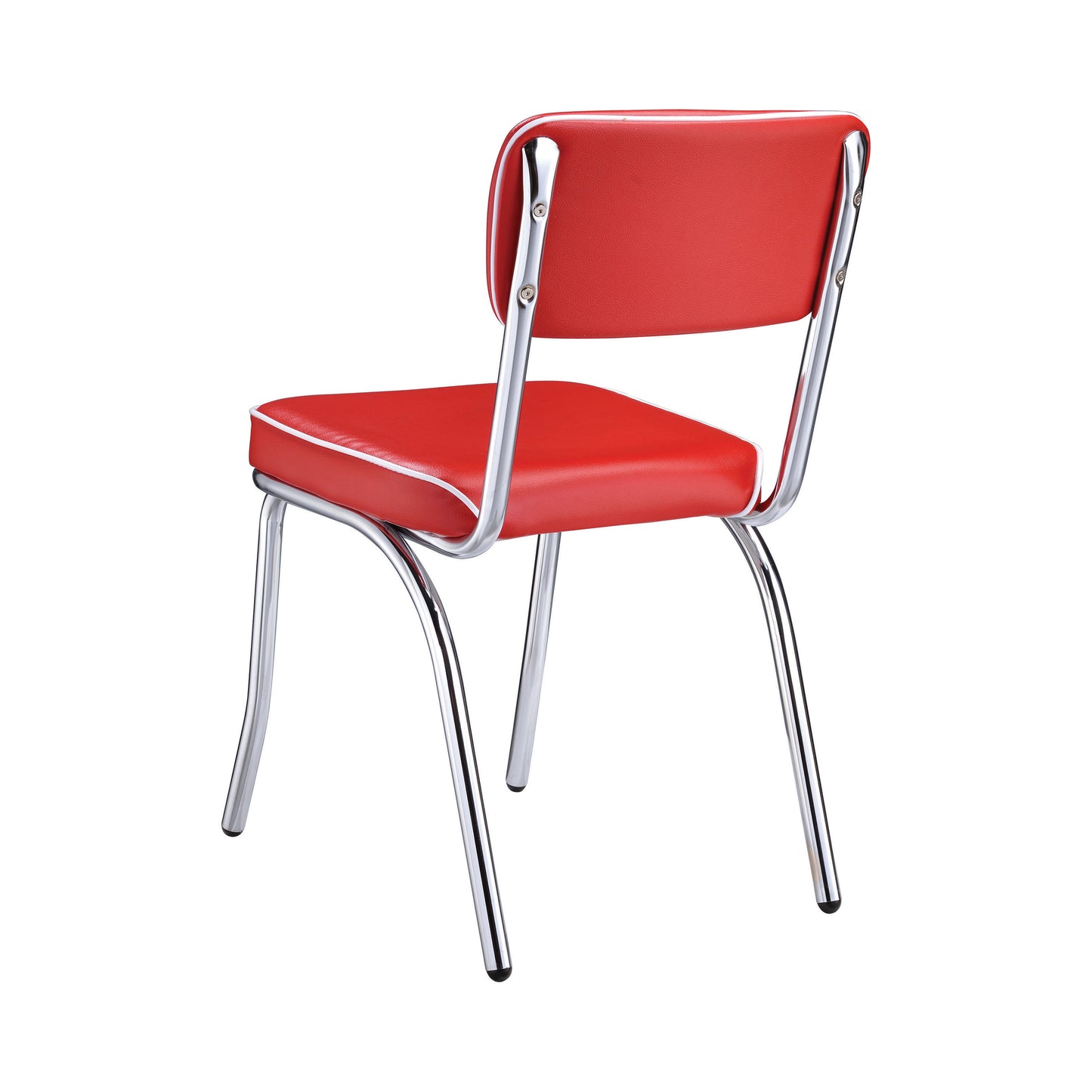 Retro Upholstered Dining Side Chair Red (Set of 2)
