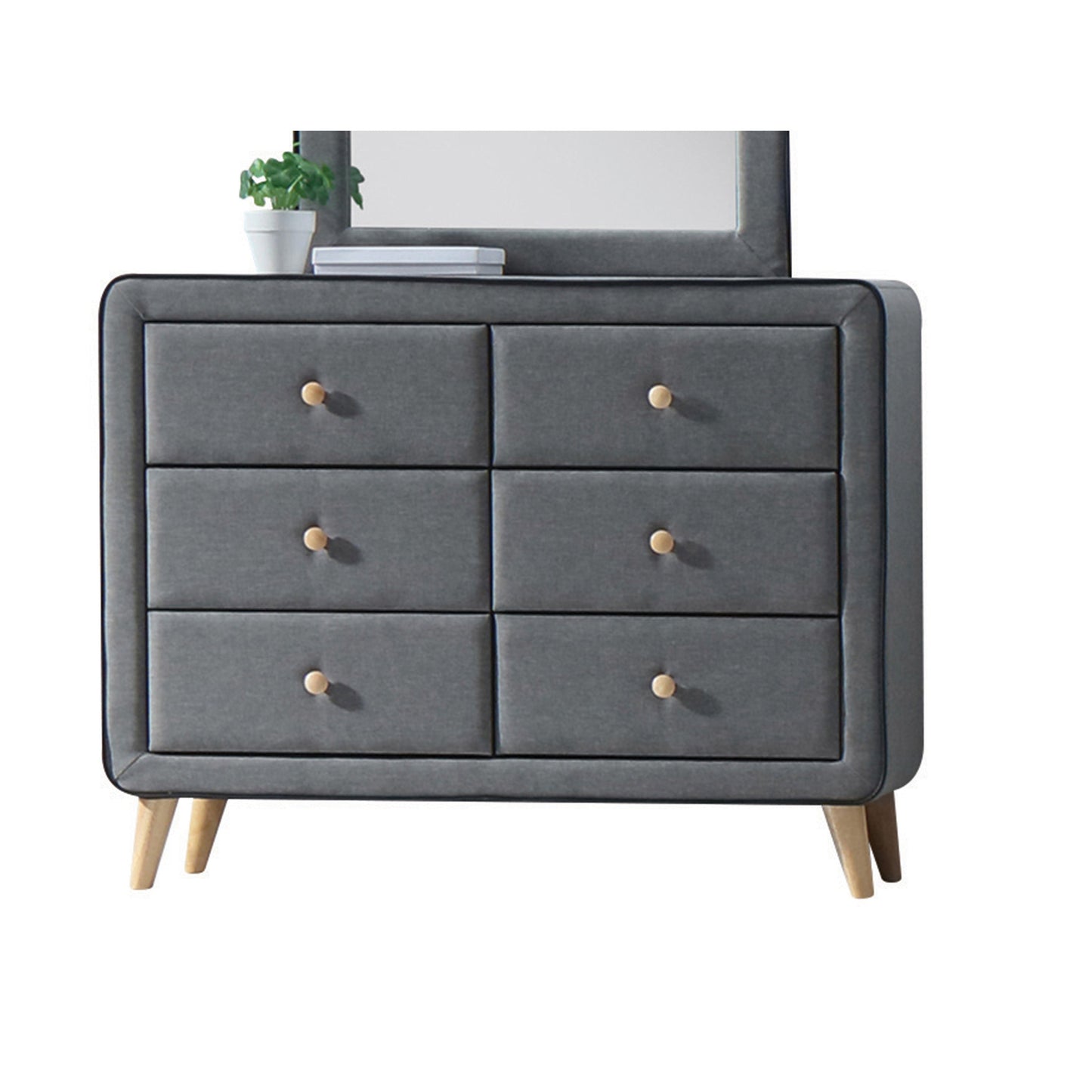 Valda Light Gray Fabric Dresser - ATL FURNITURE