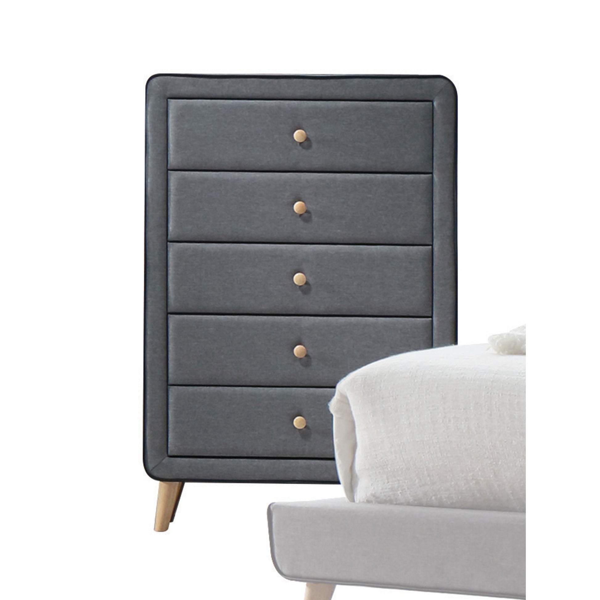 Valda Light Gray Fabric Chest - ATL FURNITURE