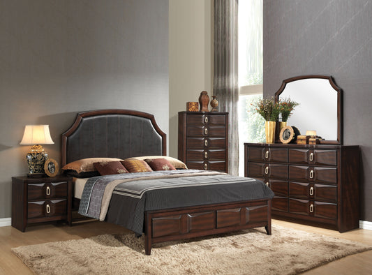 Lancaster Espresso PU & Espresso Eastern King Bed - ATL FURNITURE