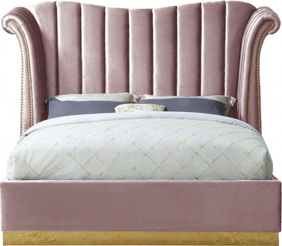 Flora Velvet Queen Bed In Pink - ATL FURNITURE