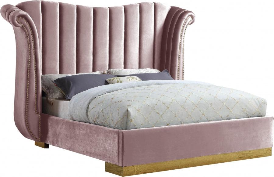 Flora Velvet King Bed In Pink - ATL FURNITURE