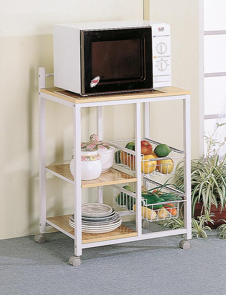 Natural Brown and White Casual Kitchen Cart - ATL FURNITURE