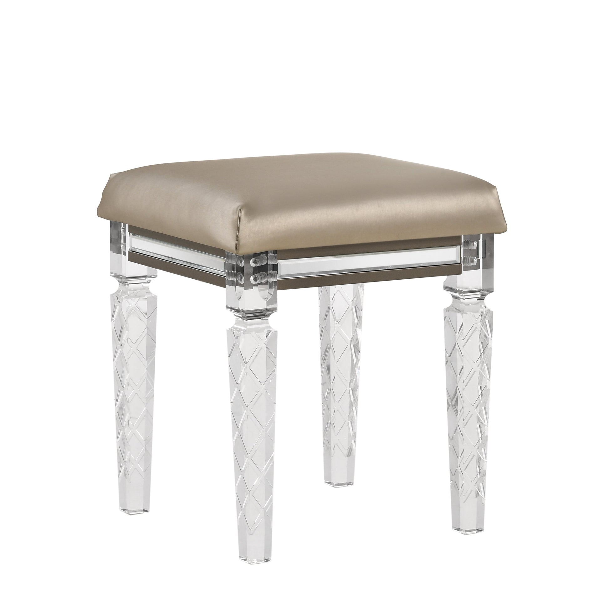 Skylar PU & Dark Champagne Vanity Stool - ATL FURNITURE