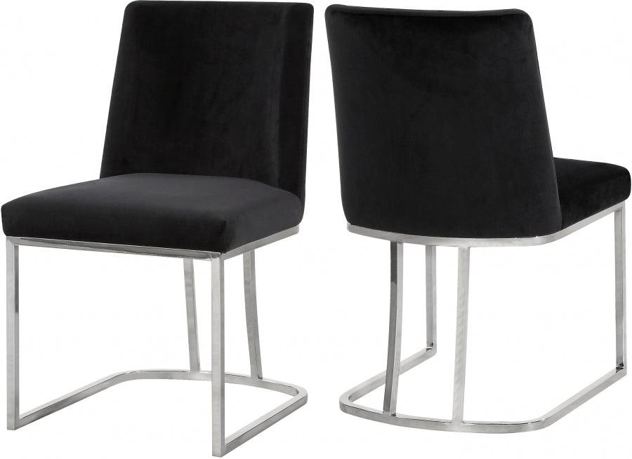 Meridian Furniture - Heidi Velvet Dining Chair In Black (Set Of 2) - 728Black-C - ATL FURNITURE