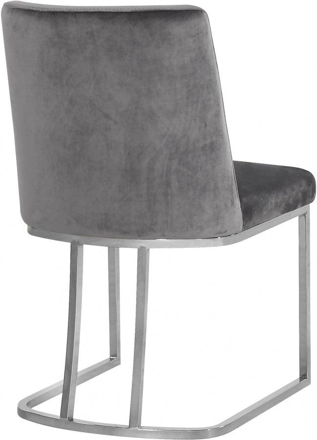 Meridian Furniture - Heidi Velvet Dining Chair In Grey (Set Of 2) - 728Grey-C - ATL FURNITURE