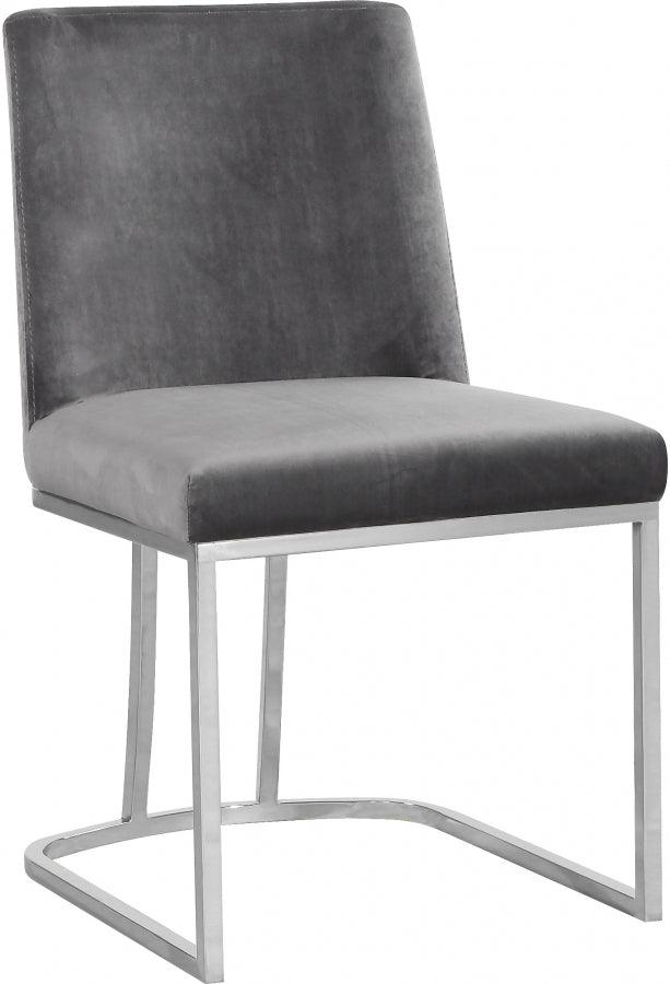 Meridian Furniture - Heidi Velvet Dining Chair In Grey (Set Of 2) - 728Grey-C - ATL FURNITURE