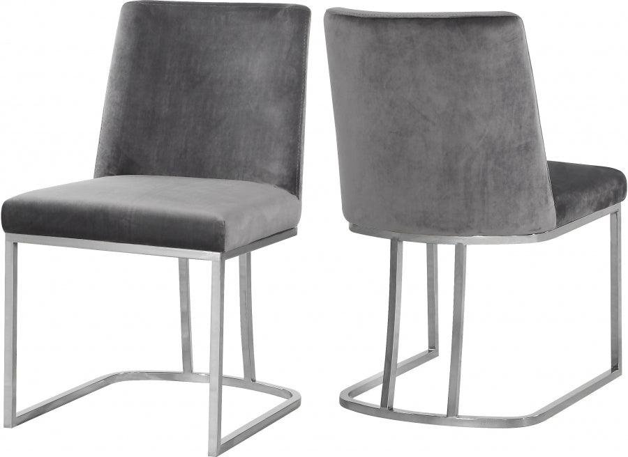 Meridian Furniture - Heidi Velvet Dining Chair In Grey (Set Of 2) - 728Grey-C - ATL FURNITURE