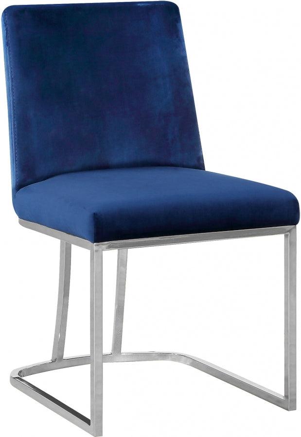 Meridian Furniture - Heidi Velvet Dining Chair In Navy (Set Of 2) - 728Navy-C - ATL FURNITURE