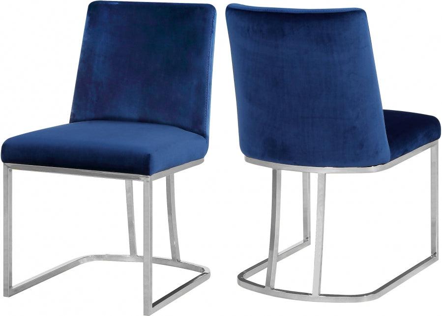 Meridian Furniture - Heidi Velvet Dining Chair In Navy (Set Of 2) - 728Navy-C - ATL FURNITURE