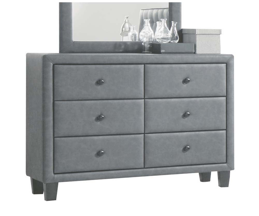 Saveria 2-Tone Gray PU Dresser - ATL FURNITURE