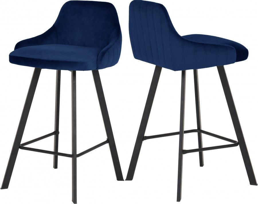 Meridian Furniture - Viviene Counter Stool In Navy (Set Of 2) - 761Navy - ATL FURNITURE