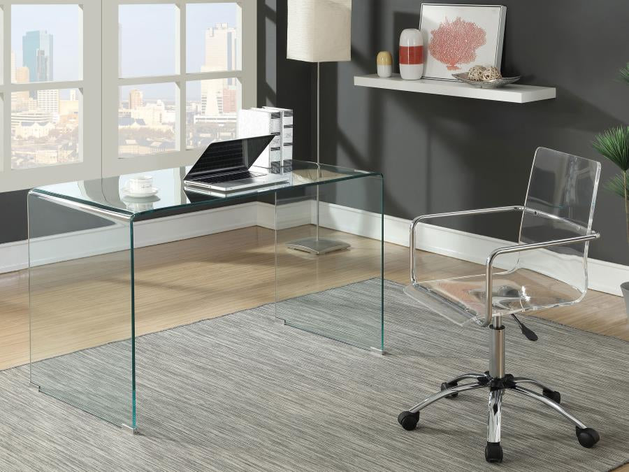 G801581 Contemporary Clear Glass Writing Desk