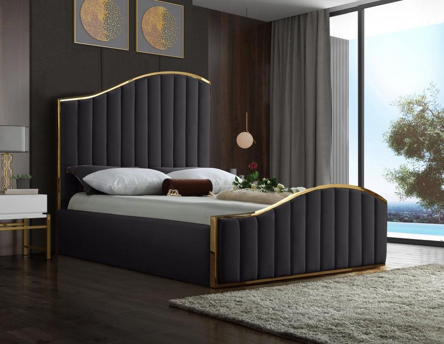 Jolie Velvet Queen Bed In Grey - Joliegrey-Q - ATL FURNITURE