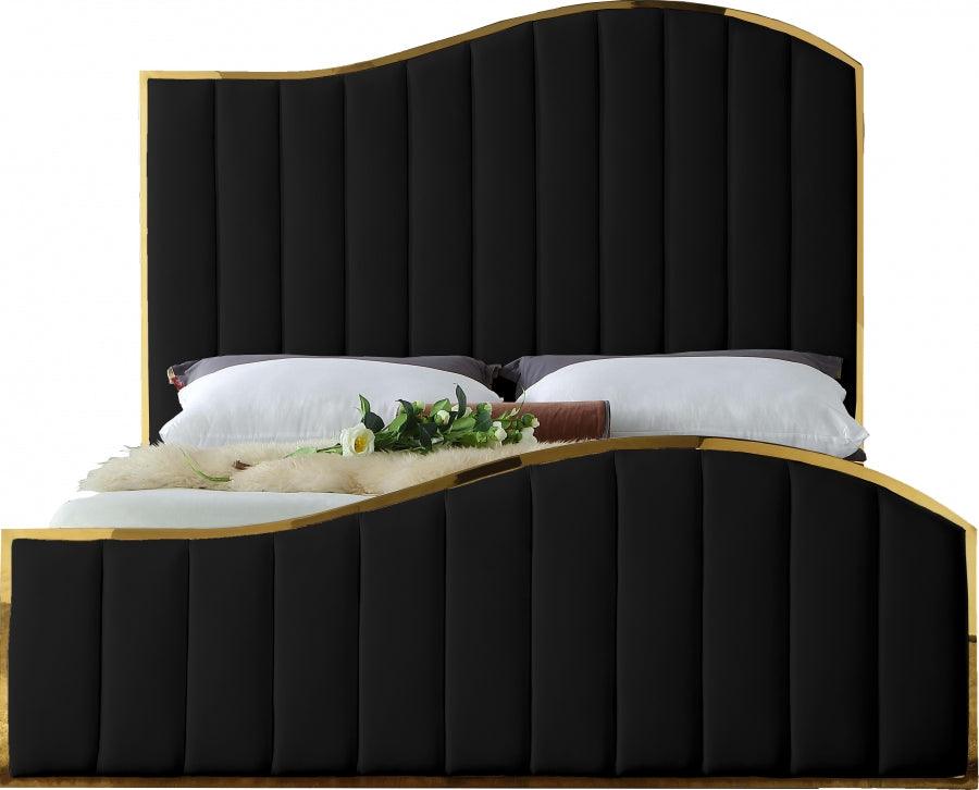 Jolie Velvet King Bed In Black - Jolieblack-K - ATL FURNITURE