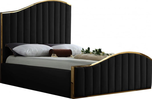 Jolie Velvet King Bed In Black - Jolieblack-K - ATL FURNITURE