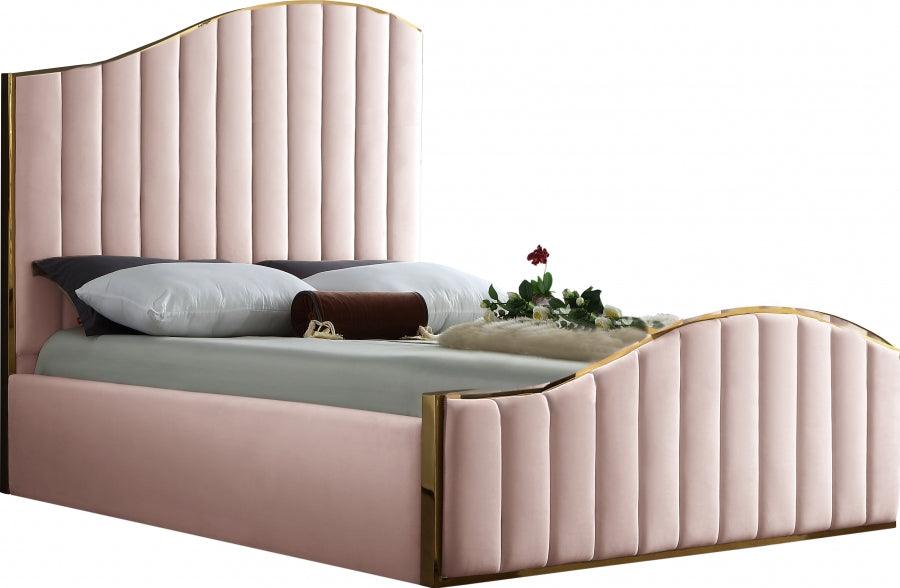 Jolie Velvet Queen Bed In Pink - Joliepink-Q - ATL FURNITURE