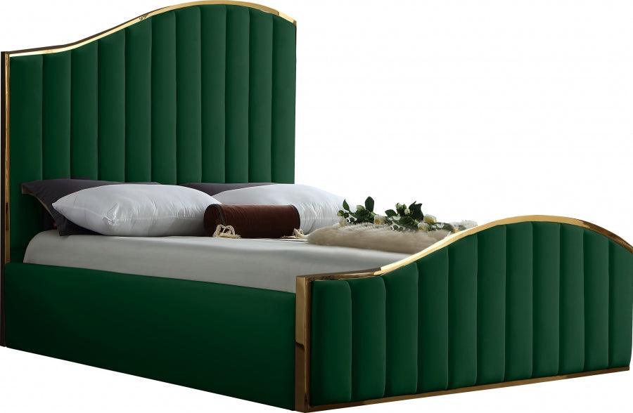 Jolie Velvet Queen Bed In Green - Joliegreen-Q - ATL FURNITURE