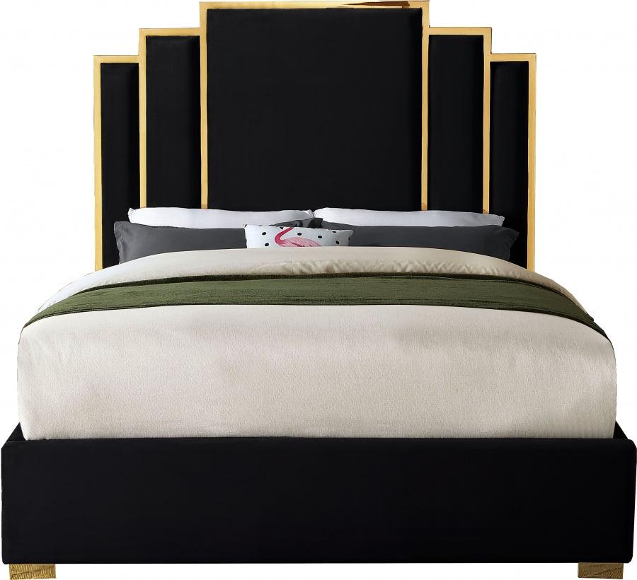 Hugo Velvet King Bed In Black - ATL FURNITURE