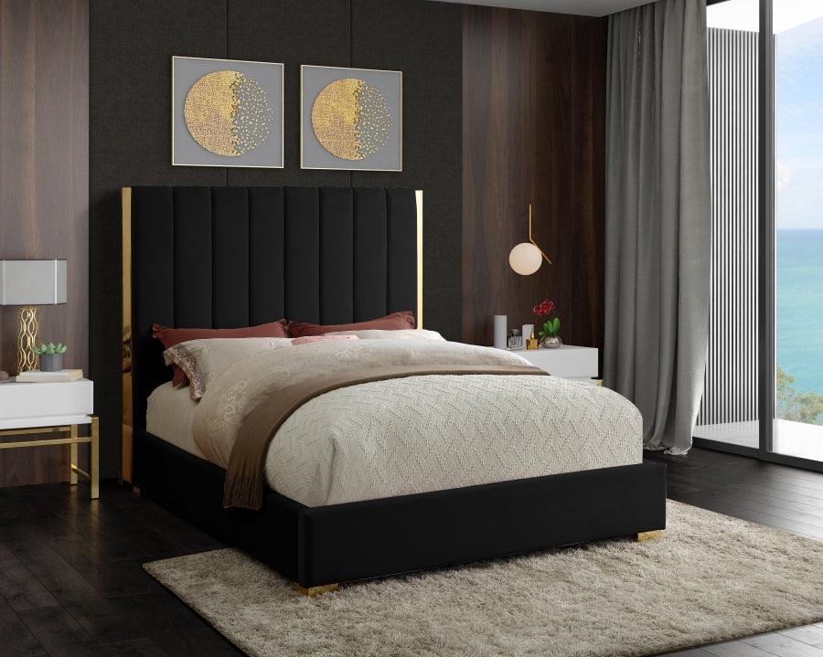 Becca Velvet King Bed In Black - Beccablack-K - ATL FURNITURE