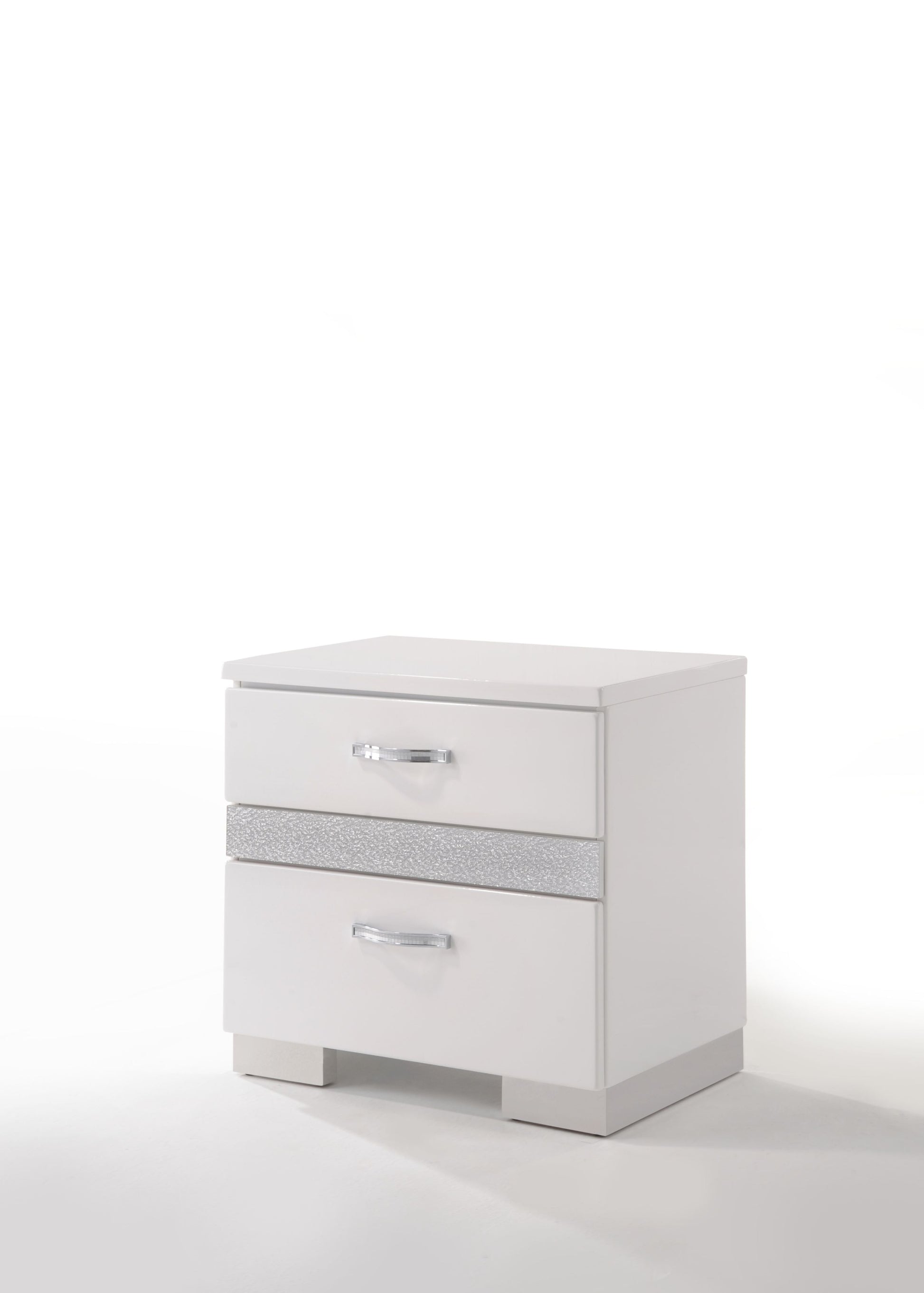 Naima II White High Gloss Nightstand - ATL FURNITURE