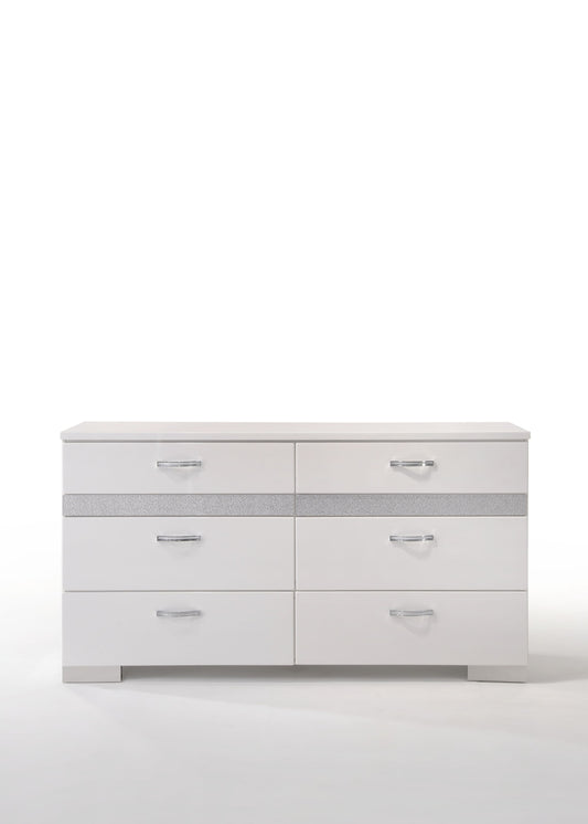 Naima II White High Gloss Dresser - ATL FURNITURE