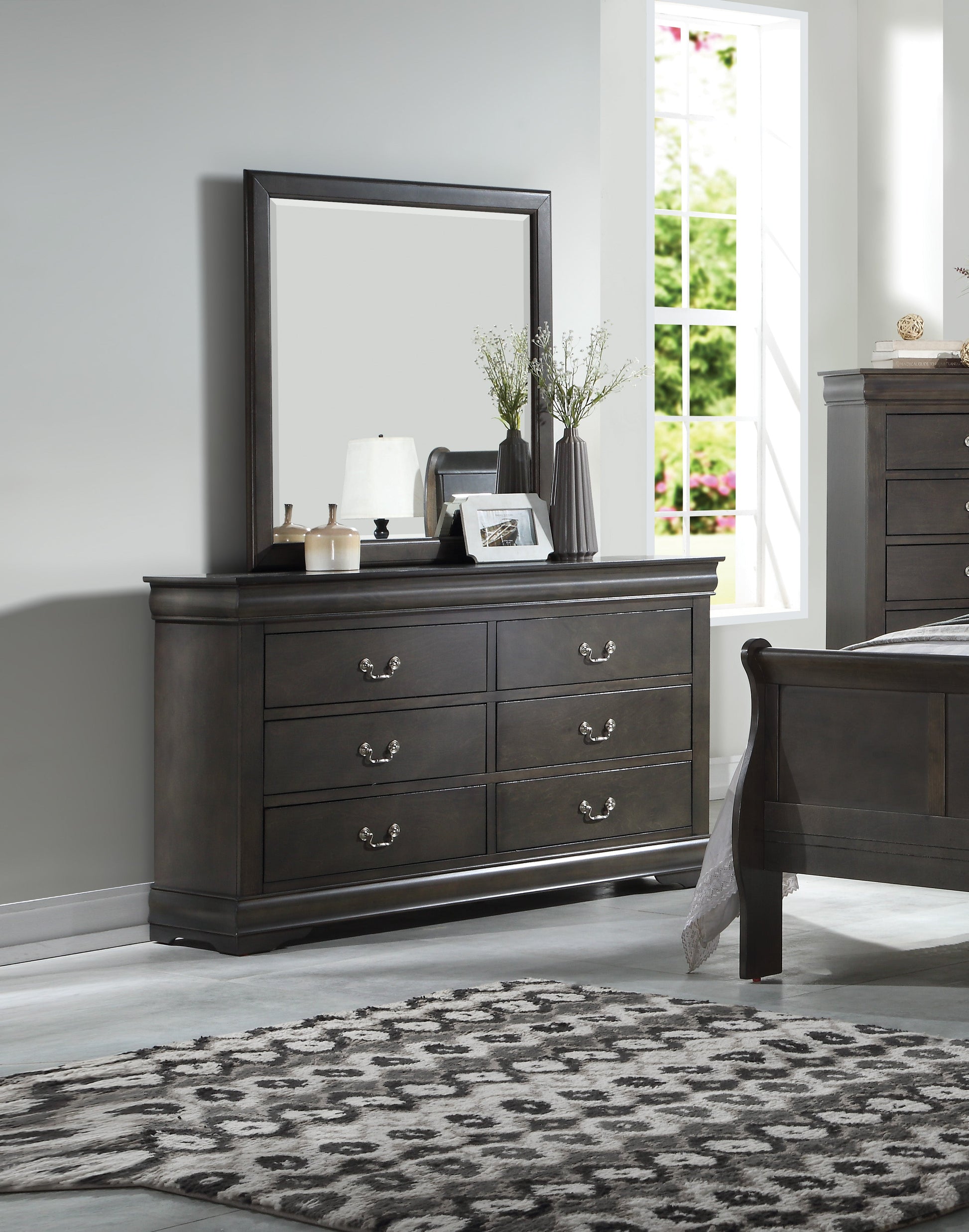 Louis Philippe Dark Gray Dresser - ATL FURNITURE