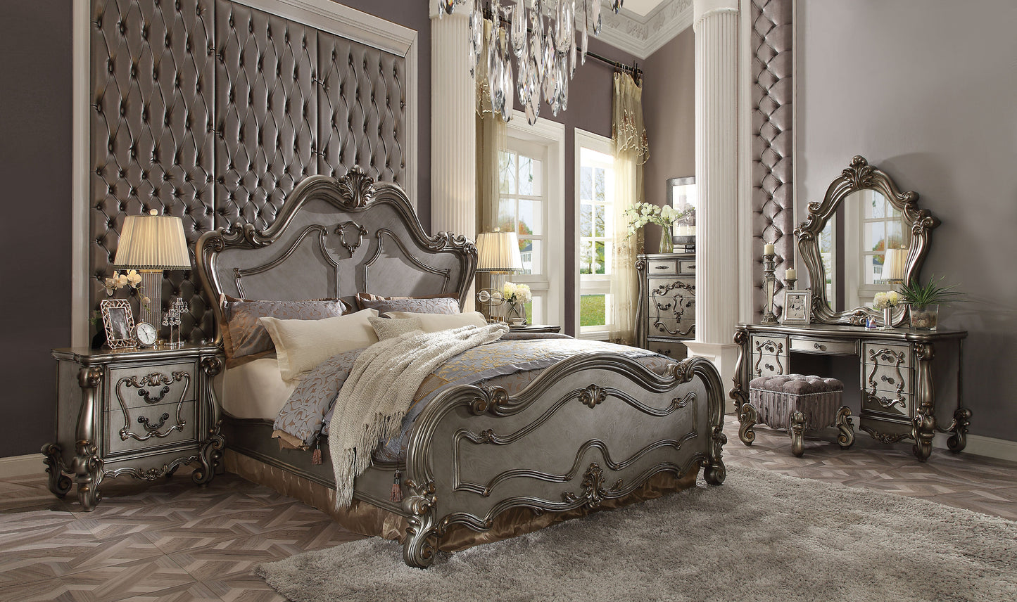 Versailles Antique Platinum Eastern King Bed - ATL FURNITURE