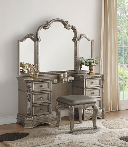 Northville Antique Silver Vanity Desk - ATL FURNITURE