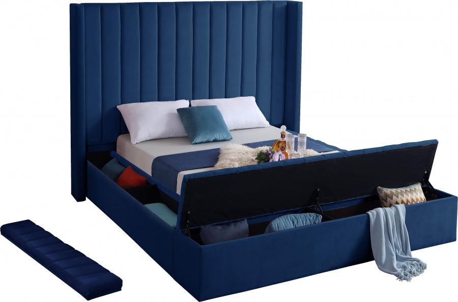 Kiki Velvet King Bed In Navy - Kikinavy-K - ATL FURNITURE