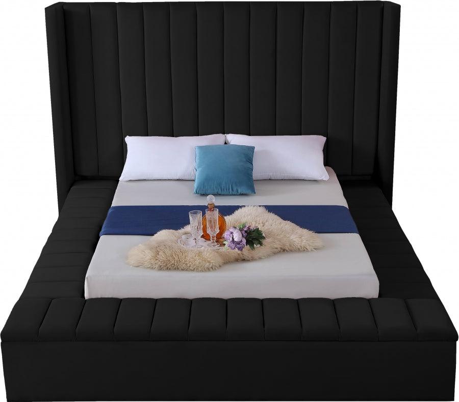 Kiki Velvet Queen Bed In Black - Kikiblack-Q - ATL FURNITURE