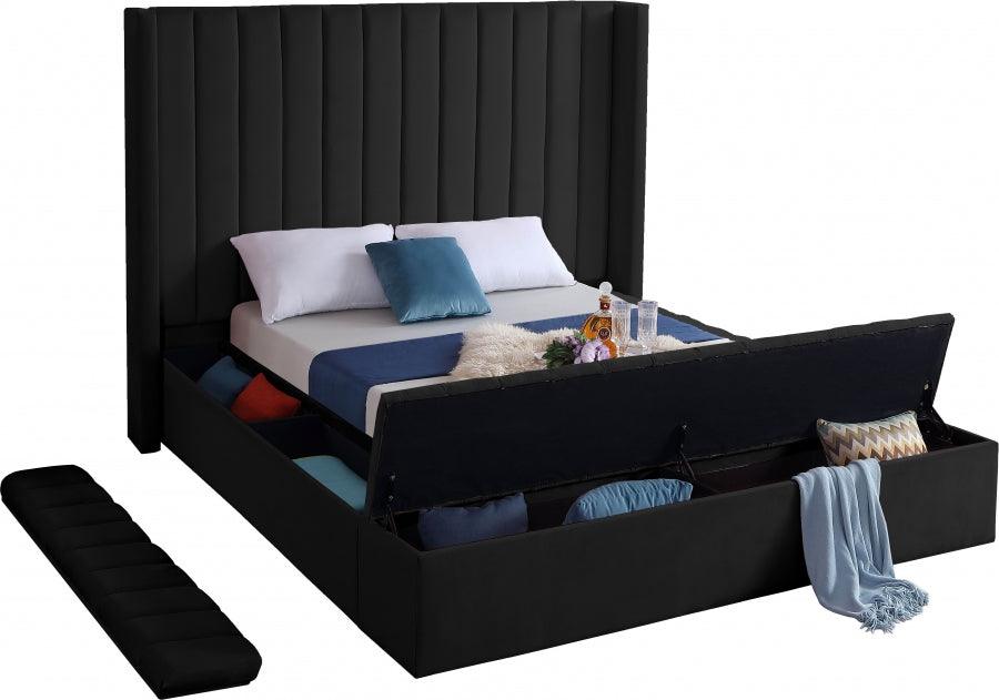 Kiki Velvet Queen Bed In Black - Kikiblack-Q - ATL FURNITURE
