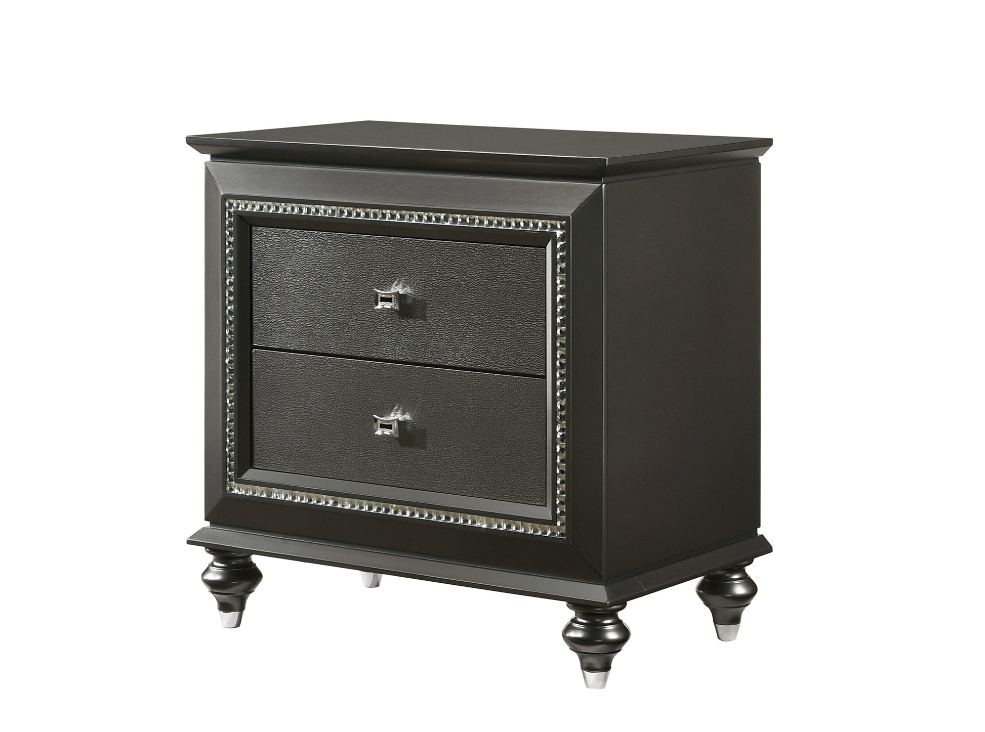 Kaitlyn Metallic Gray Nightstand - ATL FURNITURE