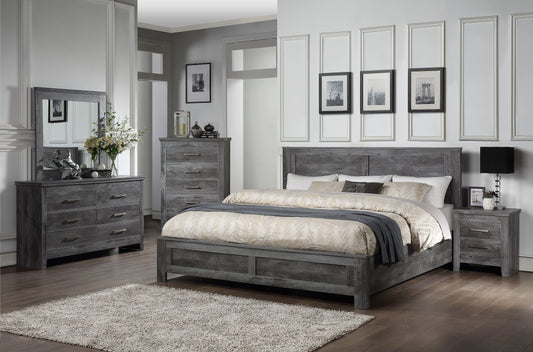 Vidalia Rustic Gray Oak Eastern King Bed - ATL FURNITURE