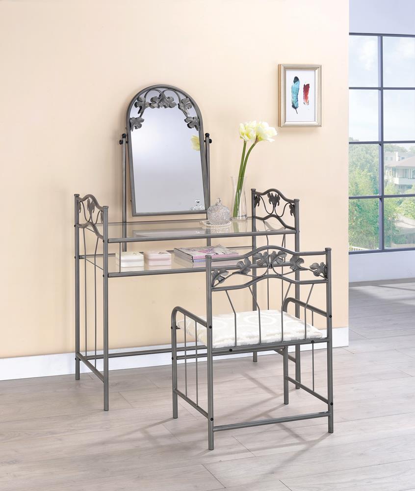 Transitional Nickel Bronze Vanity Set - ATL FURNITURE