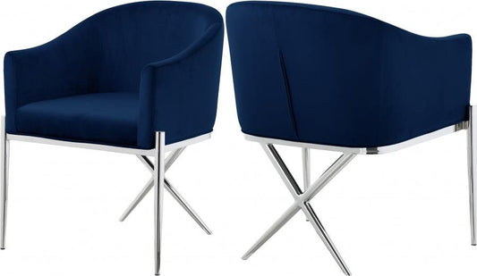 Meridian Furniture - Xavier Velvet Dining Chair Set Of 2 In Navy - 762Navy-C - ATL FURNITURE